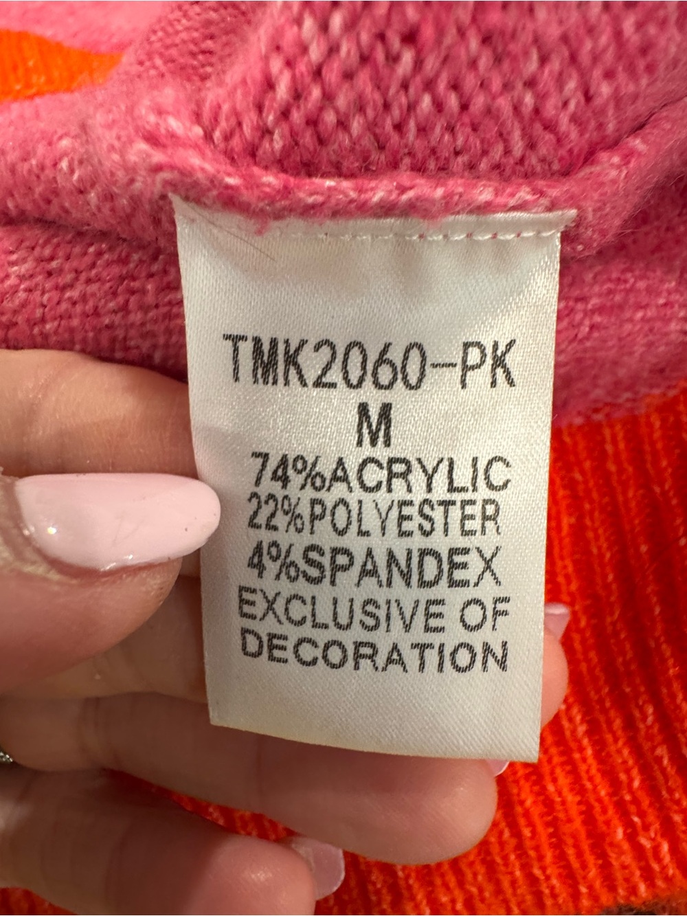 THML Pink Short-Sleeve Crew Sweater with Orange Trim - Picture 5 of 6